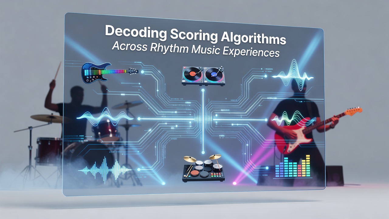 Flowchart illustrating combo multipliers and bonus point additions in rhythm music scoring engines
