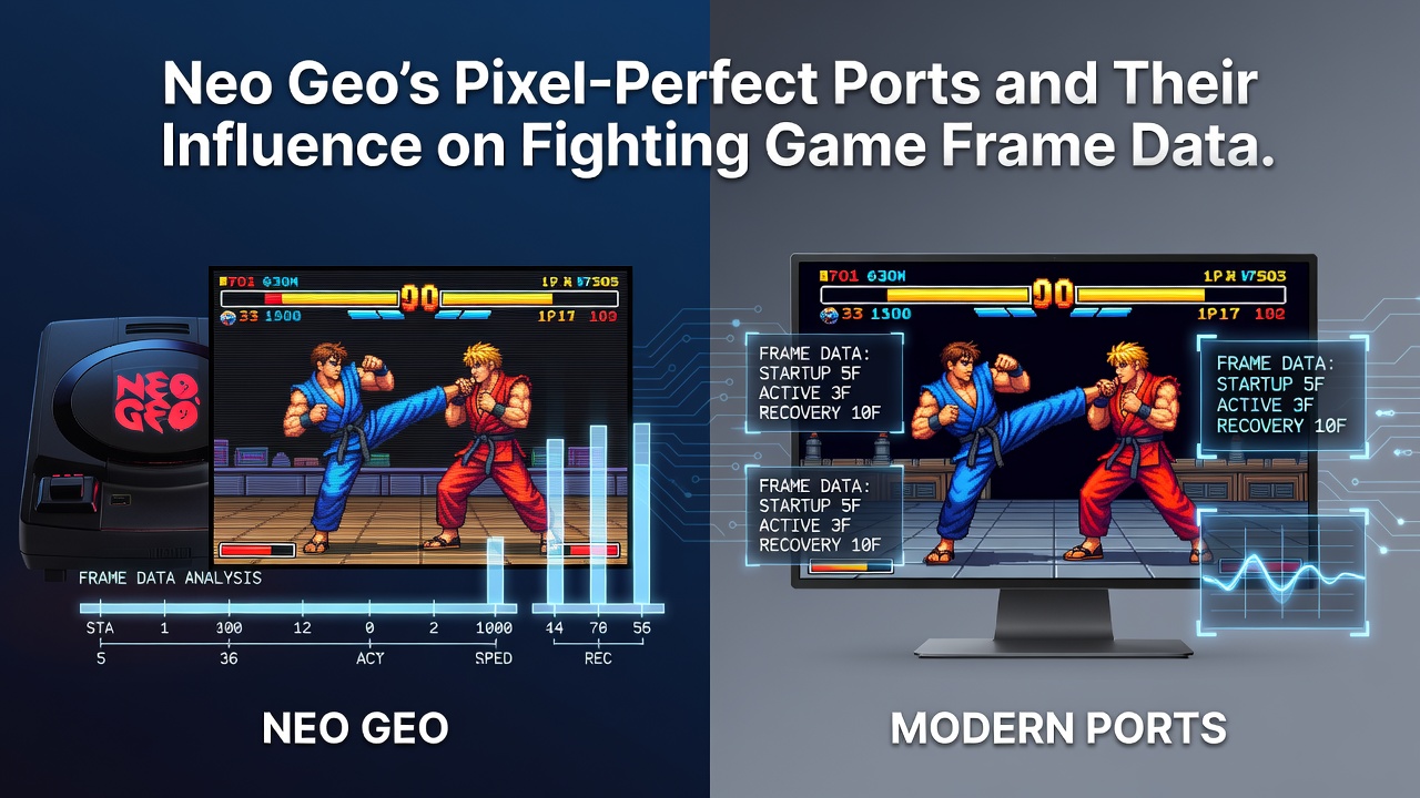 Neo Geo AES console displaying a fighting game screen with precise pixel rendering