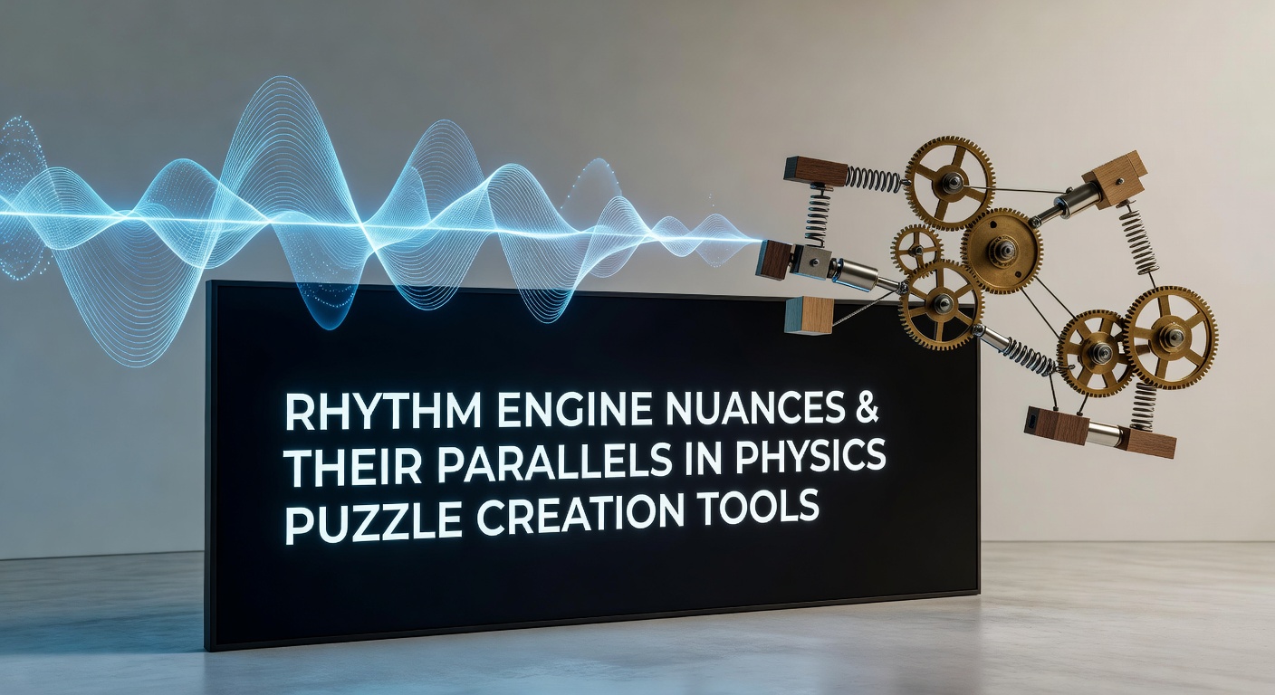 Visual representation of rhythm engine timing layers alongside physics object simulations in game creation interfaces