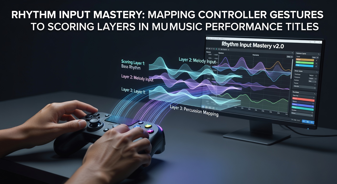 Close-up view of a rhythm game controller with highlighted gesture zones and input mapping overlays