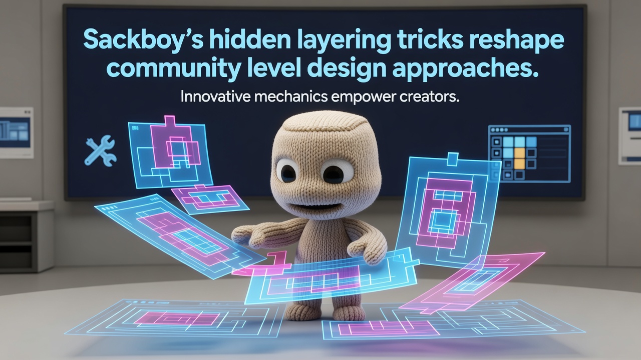 Detailed view of layered platforms and depth effects in a community-created LittleBigPlanet stage