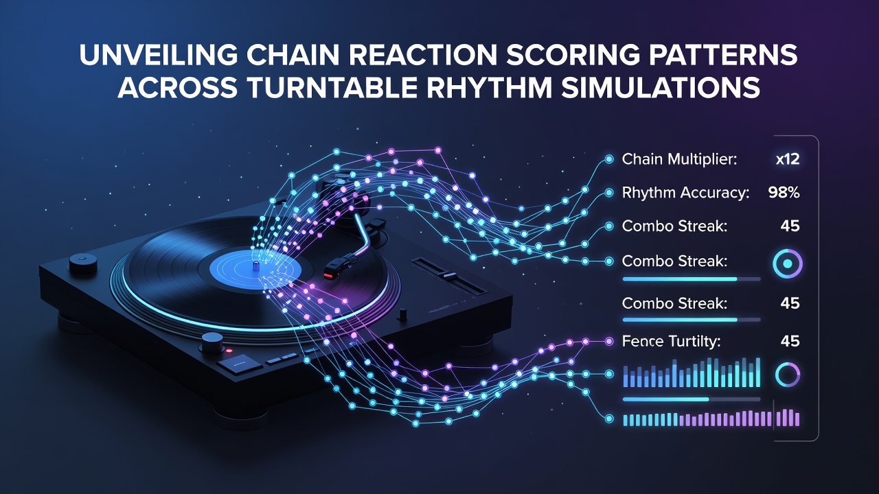 Graph and heatmap visualization of chain reaction scoring patterns collected from turntable rhythm simulation sessions